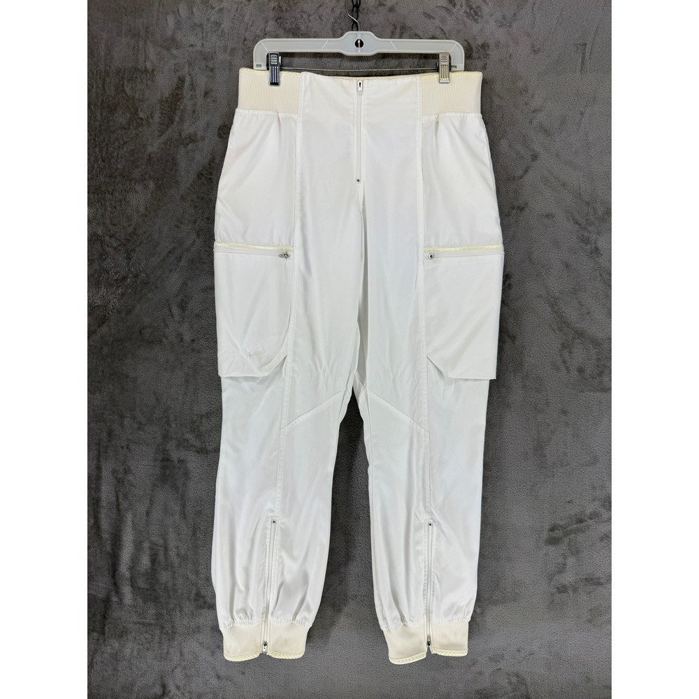Nike Womens White High Waisted Cargo Jogger Pants Ankle Zip 271630 Size L 12-14